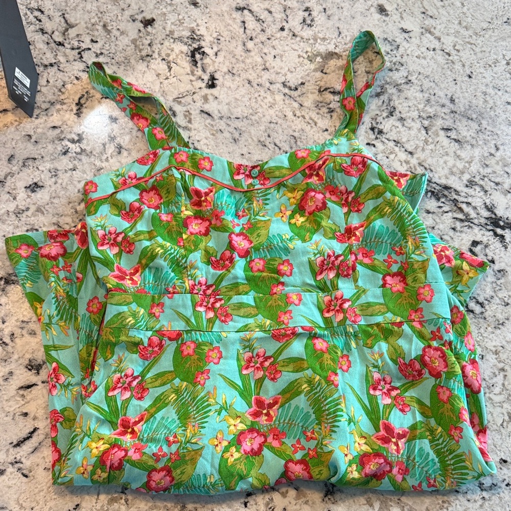 Matilda Jane Turquoise Dress kids girls  with Pink & Green Floral Trim